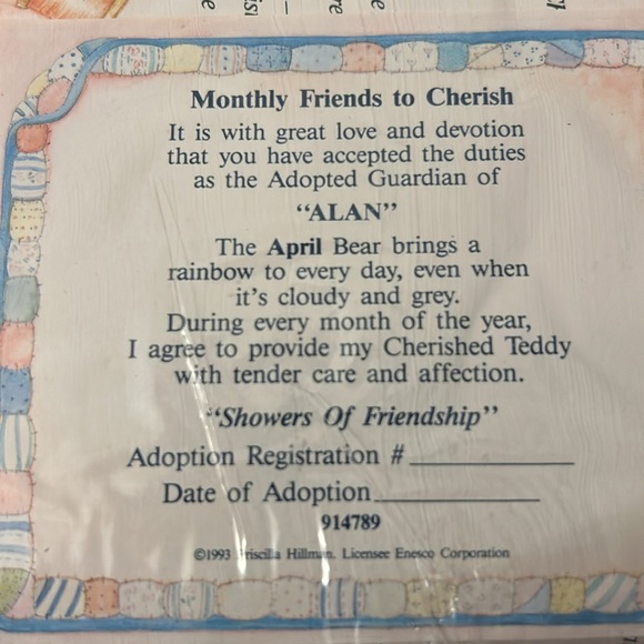 Cherished Teddies- April (1993) Bear Figurine - Picture 5 of 9